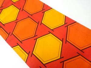 リサイクル　変わり亀甲模様織出し名古屋帯